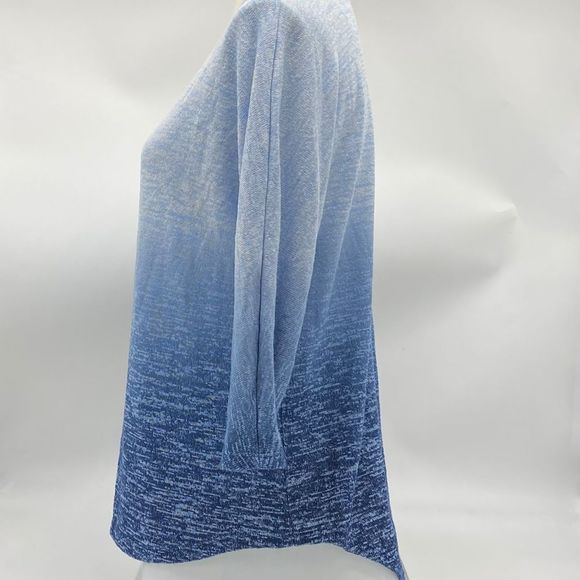 Blue Gradient Ombré Pullover Knit Sweater Womens Large - Picture 2 of 9